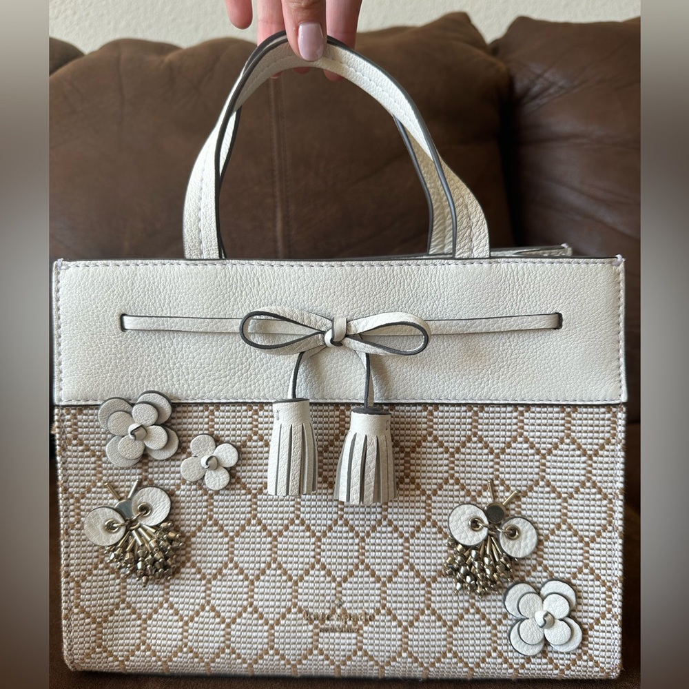Small Kate Spade Natural Hayes Bee embellished Satchel